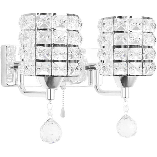 Mercer41 Crystal Wall Sconce Modern LED Wall Lighting Fixture E27 Wall Mount Lamp with Pull
